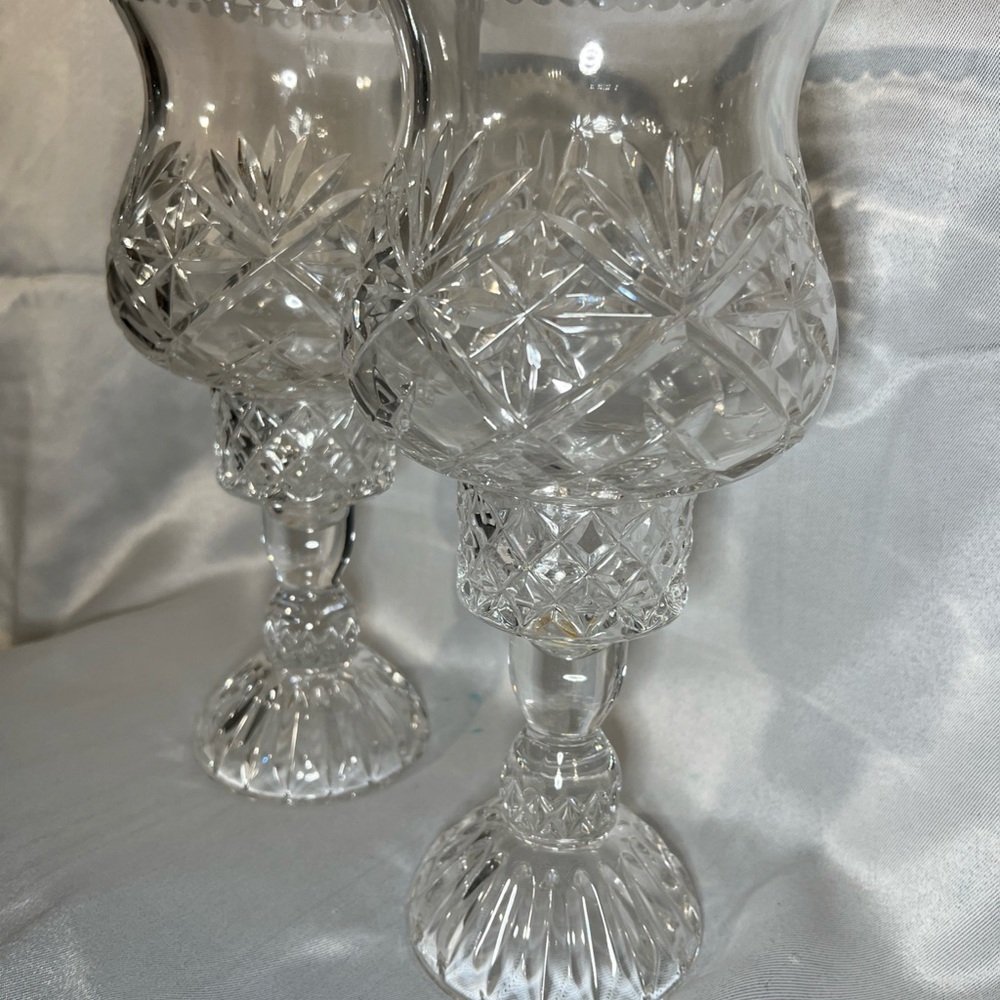 Elegant Crystal hurricane Candle Holders vintage - Picture 16 of 16